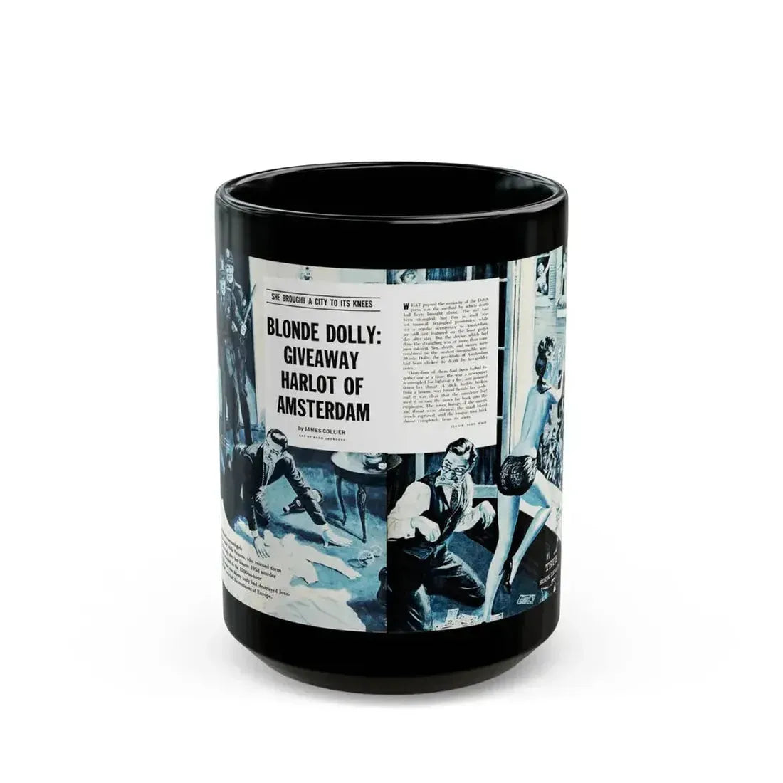 Blonde Dolly - Giveway Harlot Of Amsterdam, Real Adventure, January 1961 - Black Coffee Mug 15oz - Go Mug Yourself