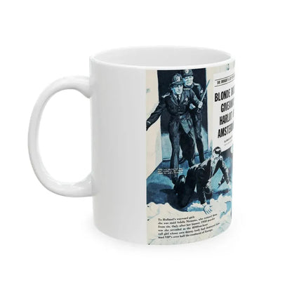Blonde Dolly - Giveway Harlot Of Amsterdam, Real Adventure, January 1961 - White Coffee Mug - Go Mug Yourself