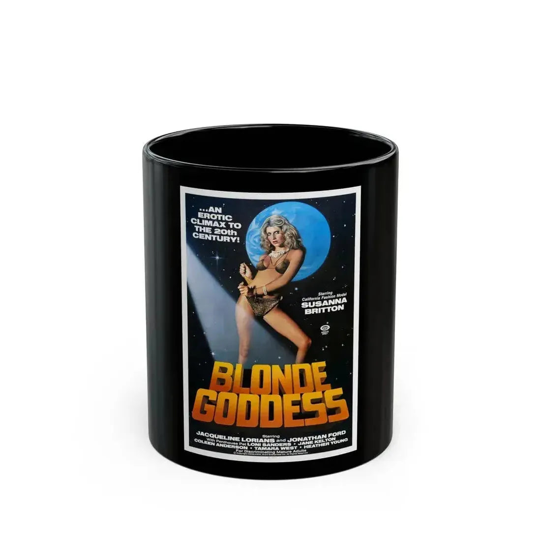 BLONDE GODDESS 1982 Movie Poster - Black Coffee Mug 11oz - Go Mug Yourself