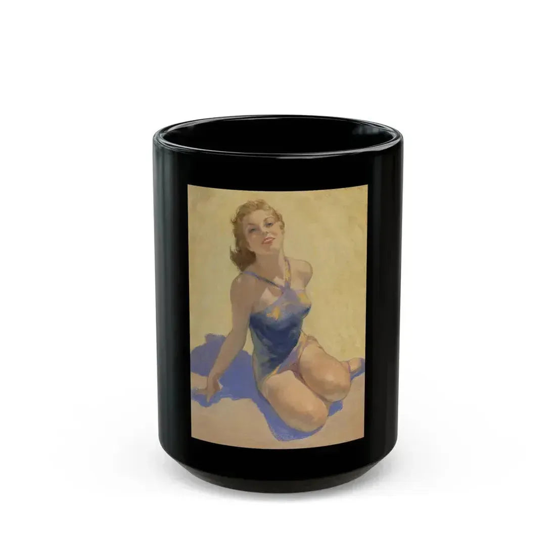 Blonde in Blue - Black Coffee Mug 15oz - Go Mug Yourself