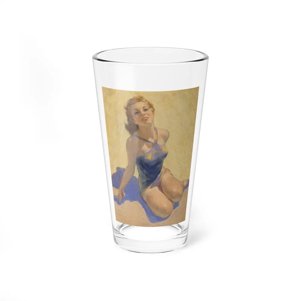 Blonde in Blue (Magazine Illustration) Pint Glass 16oz-16oz-Go Mug Yourself