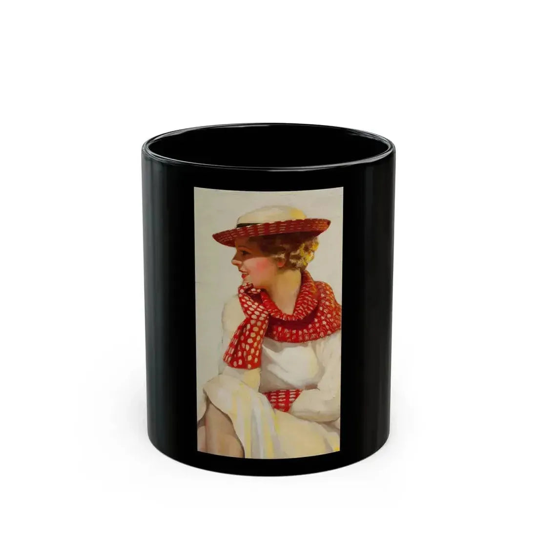 Blonde in Red Polka Dots - Black Coffee Mug 11oz - Go Mug Yourself