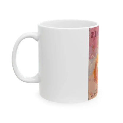 Blonde Pin-Up in White Bikini, Playboy, 1964 - White Coffee Mug - Go Mug Yourself