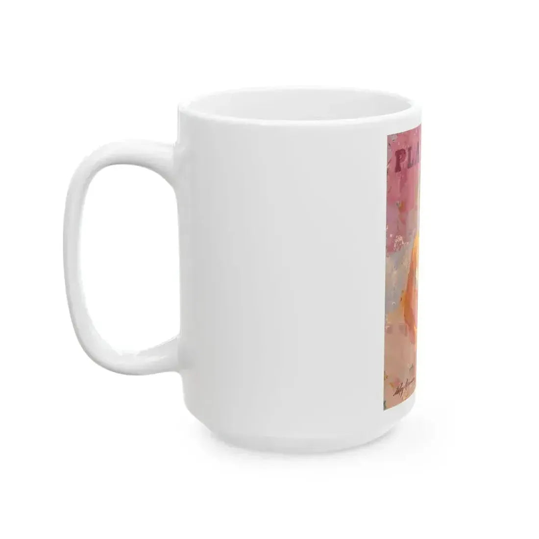 Blonde Pin-Up in White Bikini, Playboy, 1964 - White Coffee Mug - Go Mug Yourself