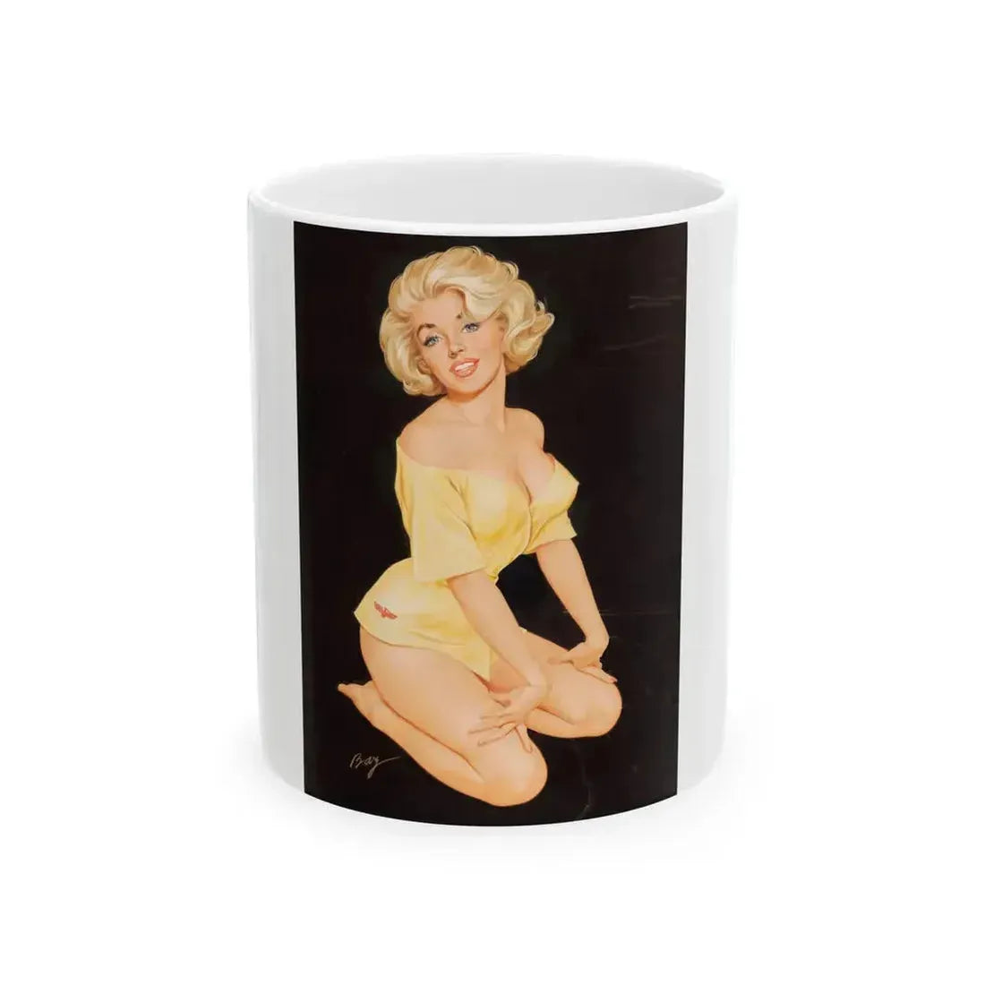 Blonde Pin-Up - White Coffee Mug 11oz - Go Mug Yourself