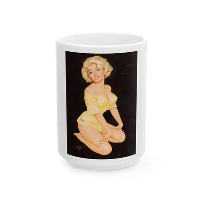 Blonde Pin-Up - White Coffee Mug 15oz - Go Mug Yourself
