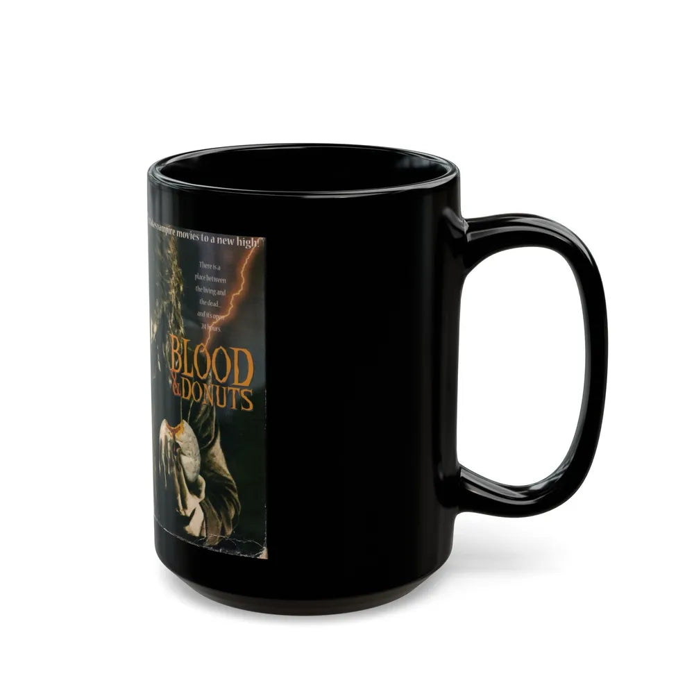 BLOOD AND DONUTS (VHS COVER) - Black Coffee Mug-Go Mug Yourself