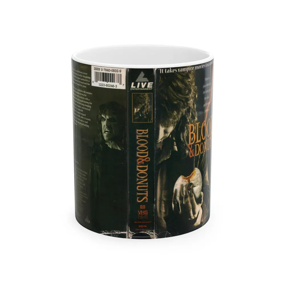 BLOOD AND DONUTS (VHS COVER) - White Coffee Mug-11oz-Go Mug Yourself