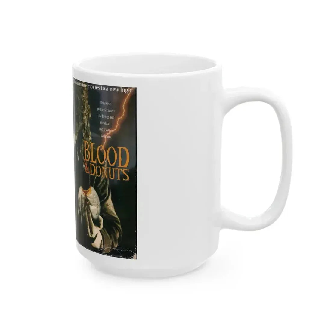 BLOOD AND DONUTS (VHS COVER) - White Coffee Mug - Go Mug Yourself