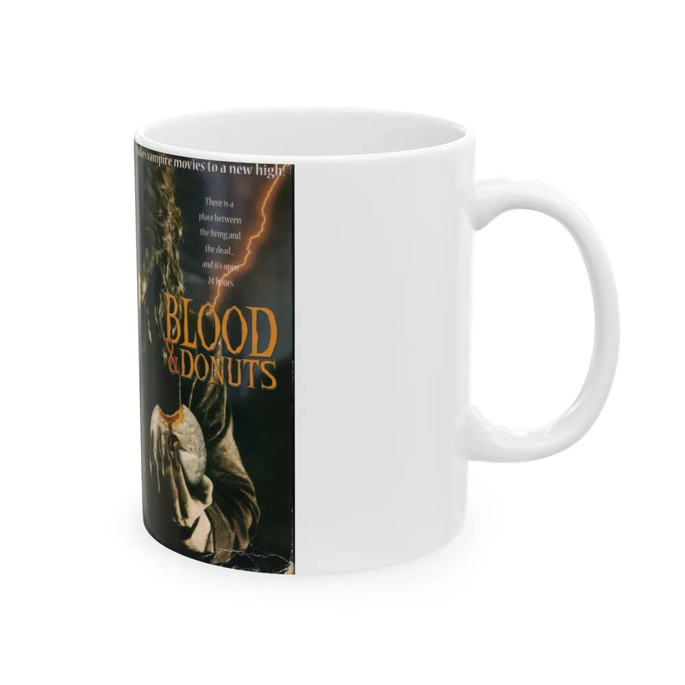 BLOOD AND DONUTS (VHS COVER) - White Coffee Mug-Go Mug Yourself