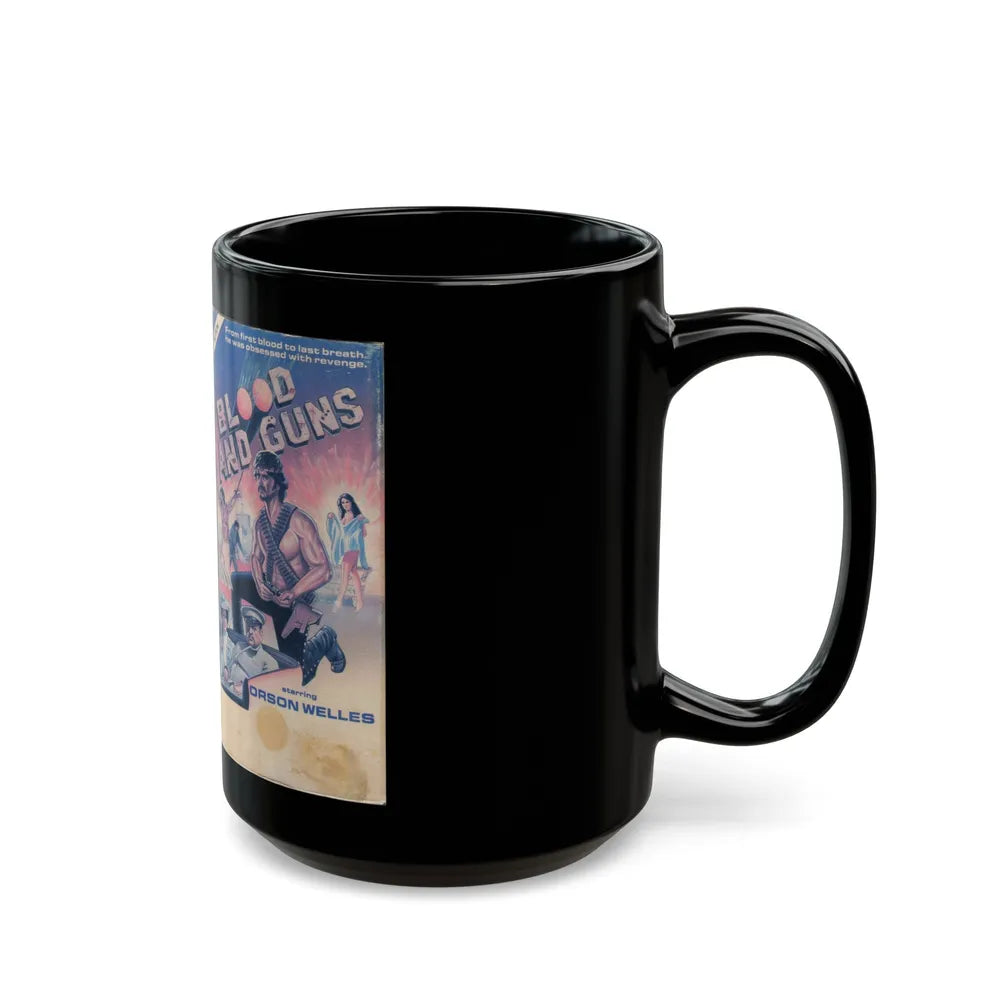 BLOOD AND GUNS (VHS COVER) - Black Coffee Mug-Go Mug Yourself