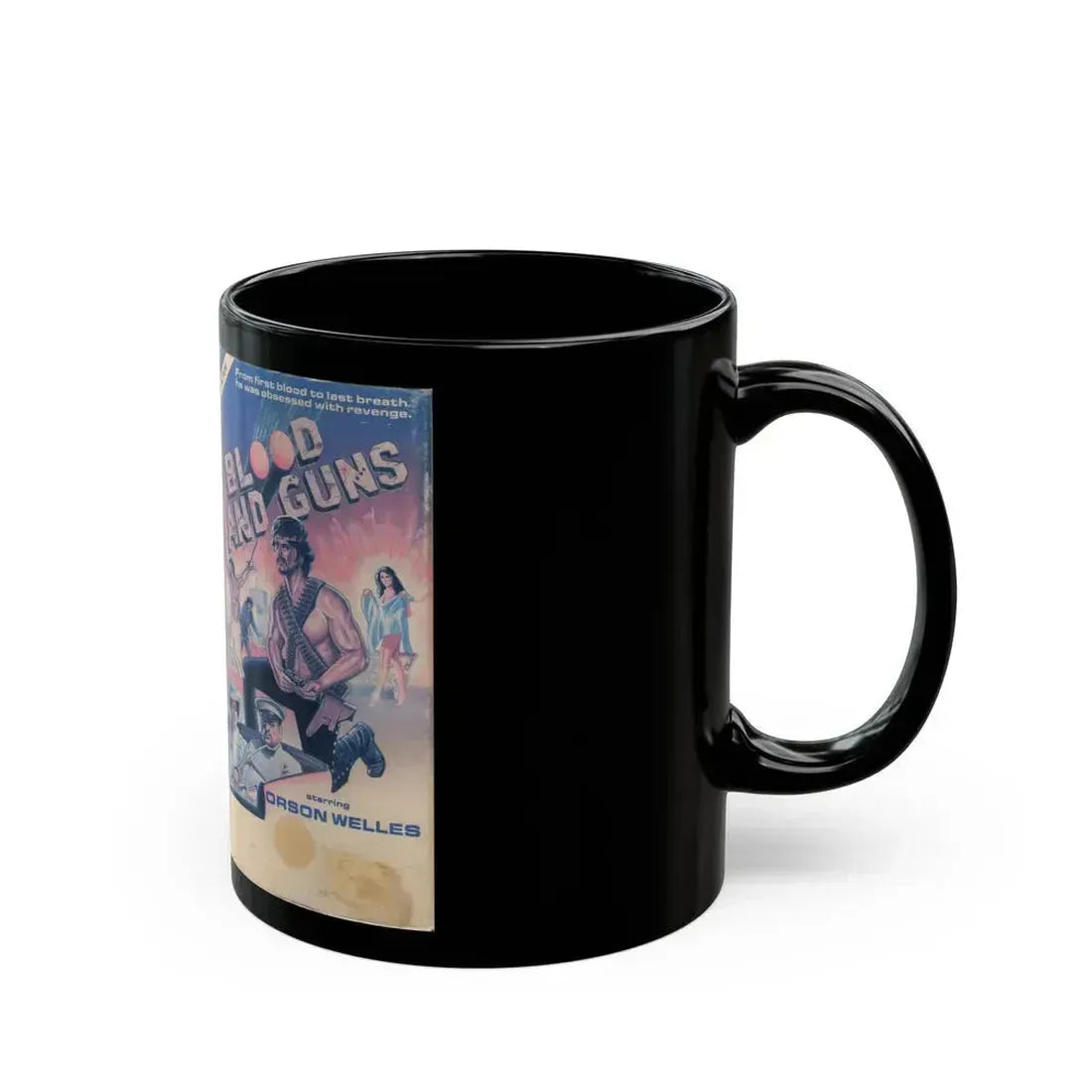 BLOOD AND GUNS (VHS COVER) - Black Coffee Mug - Go Mug Yourself
