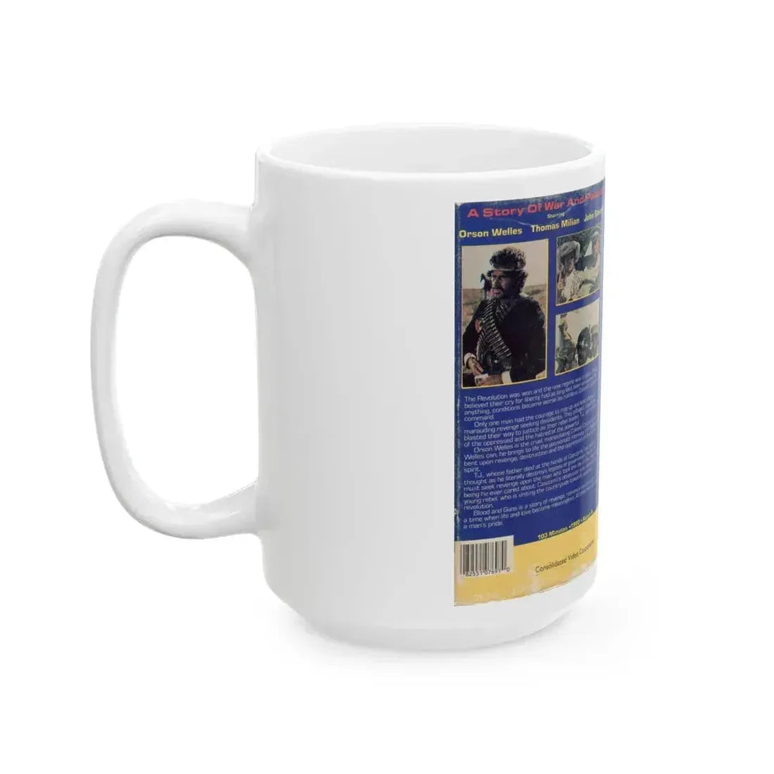 BLOOD AND GUNS (VHS COVER) - White Coffee Mug - Go Mug Yourself