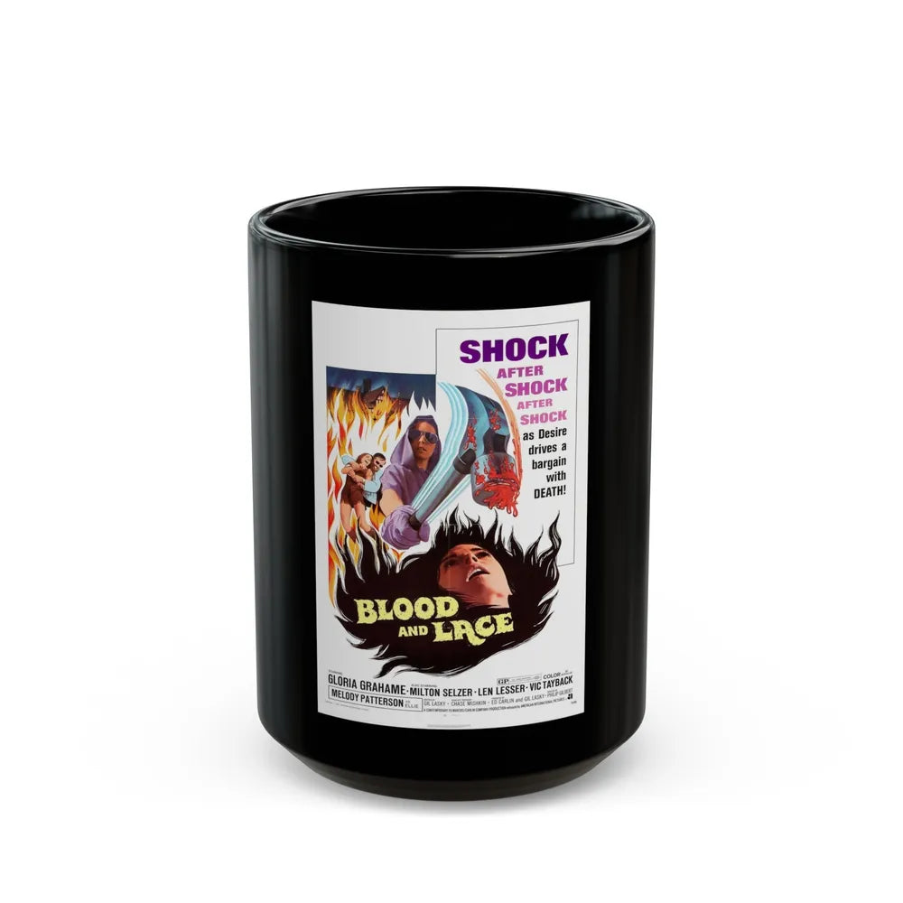 BLOOD AND LACE 1971 Movie Poster - Black Coffee Mug-15oz-Go Mug Yourself