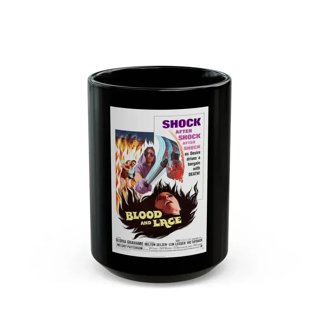 BLOOD AND LACE 1971 Movie Poster - Black Coffee Mug 15oz - Go Mug Yourself