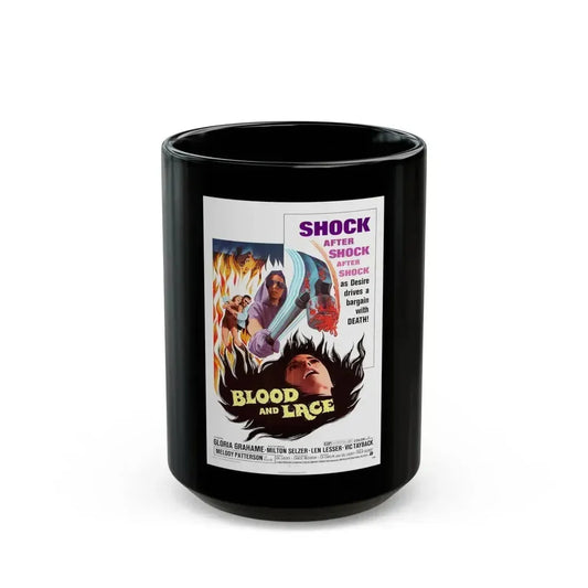 BLOOD AND LACE 1971 Movie Poster - Black Coffee Mug 15oz - Go Mug Yourself
