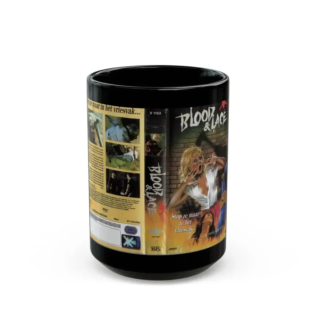 BLOOD AND LACE (VHS COVER) - Black Coffee Mug 15oz - Go Mug Yourself