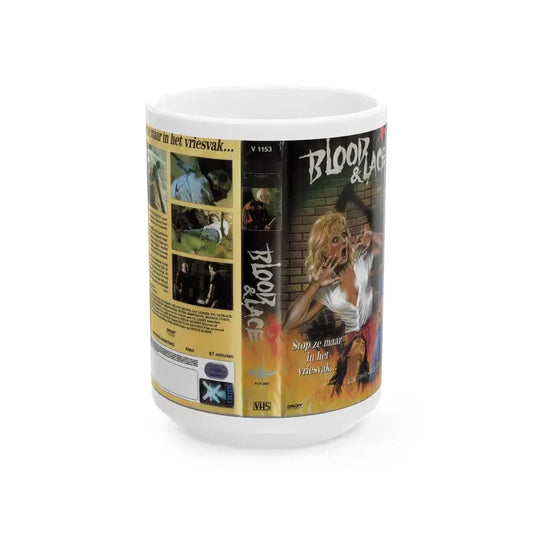 BLOOD AND LACE (VHS COVER) - White Coffee Mug 15oz - Go Mug Yourself