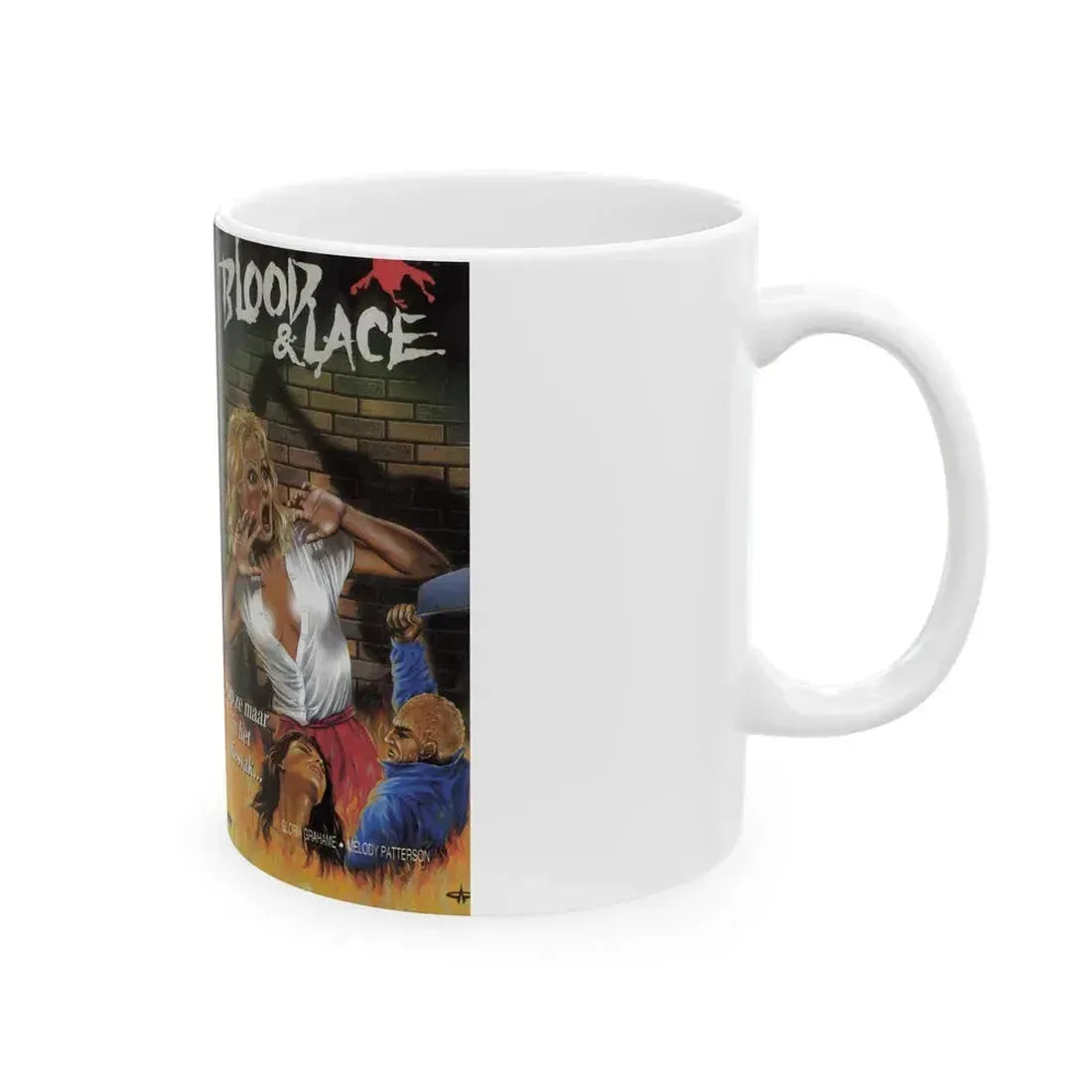 BLOOD AND LACE (VHS COVER) - White Coffee Mug - Go Mug Yourself