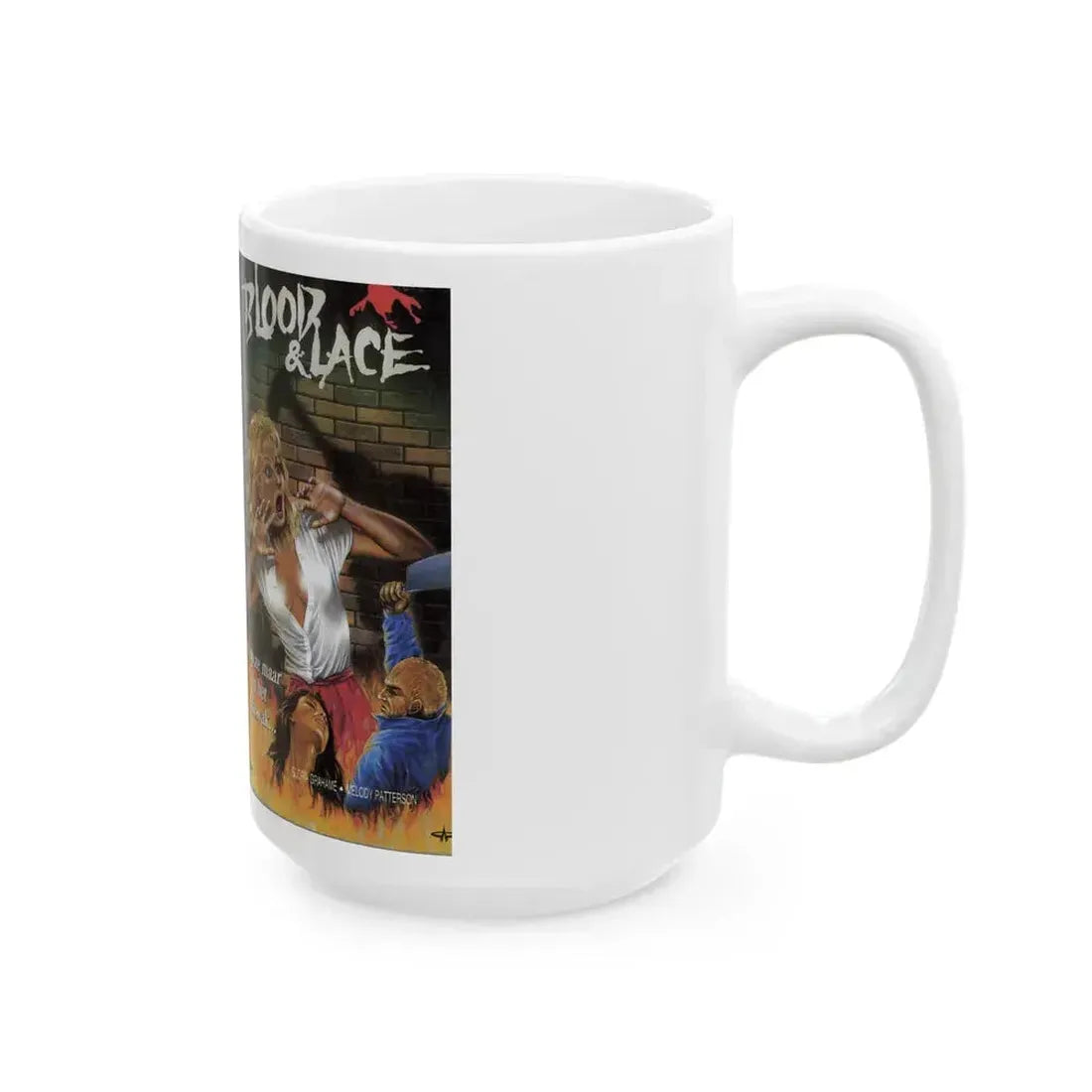 BLOOD AND LACE (VHS COVER) - White Coffee Mug - Go Mug Yourself