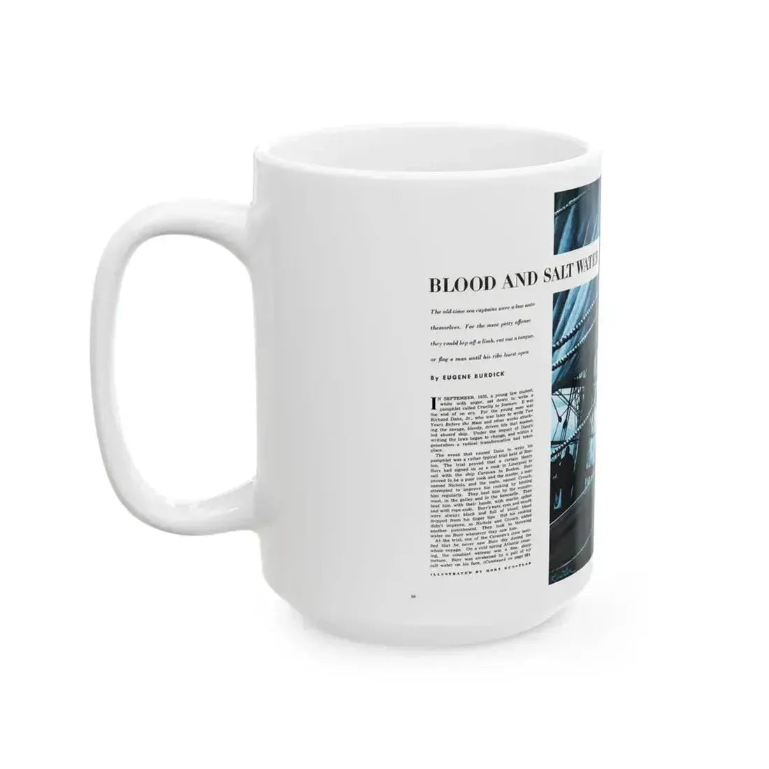 Blood and Salt Water, Saga magazine, December 1954 - White Coffee Mug - Go Mug Yourself