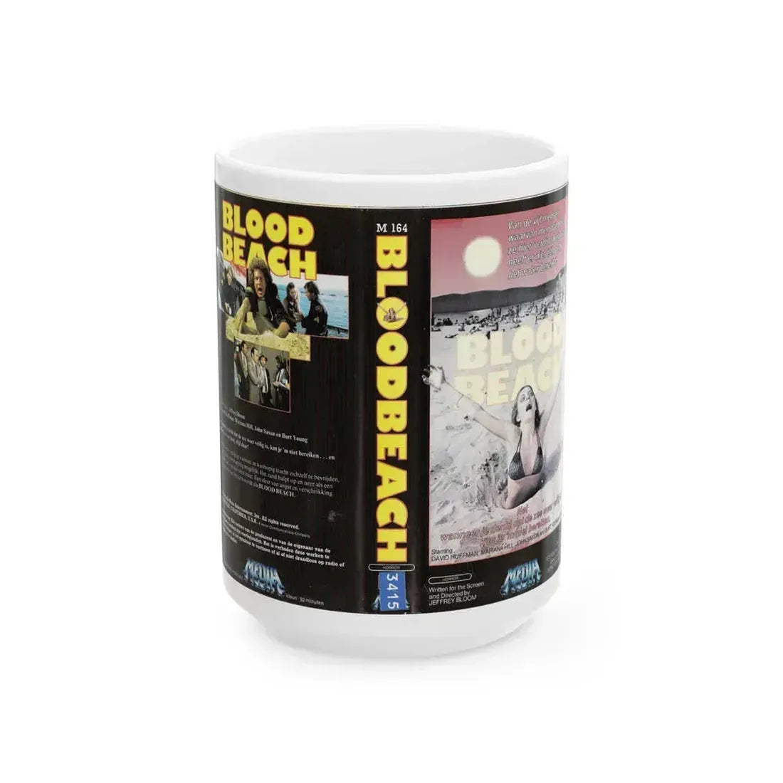 BLOOD BEACH MEDIA (VHS COVER) - White Coffee Mug 15oz - Go Mug Yourself