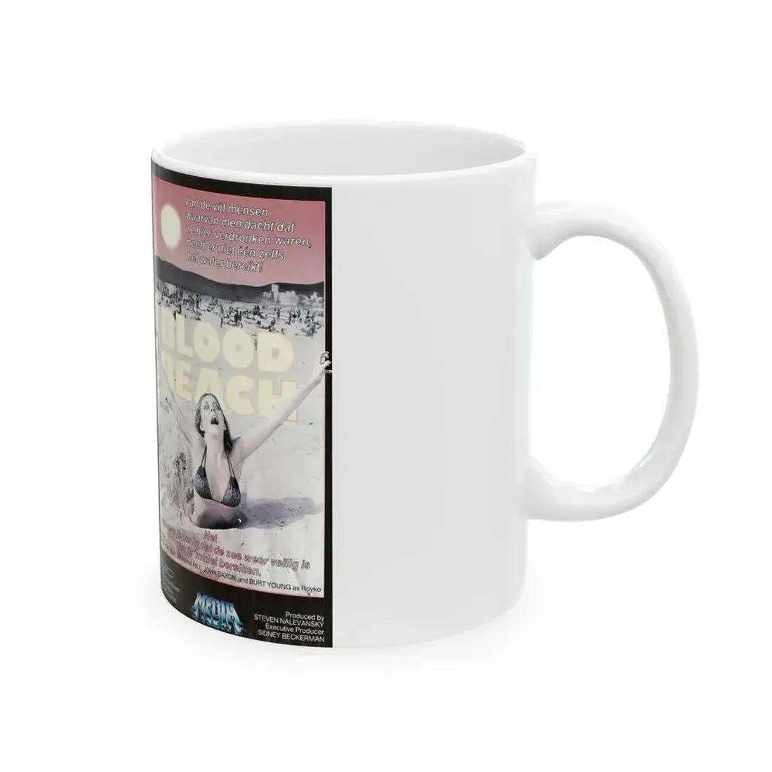 BLOOD BEACH MEDIA (VHS COVER) - White Coffee Mug - Go Mug Yourself
