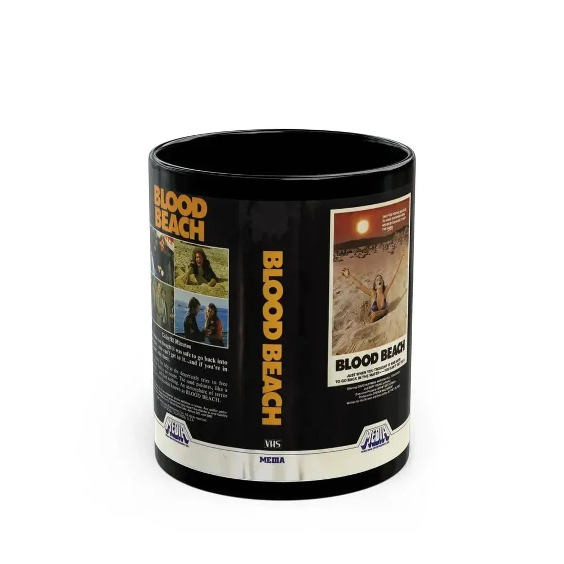 BLOOD BEACH (VHS COVER) - Black Coffee Mug 11oz - Go Mug Yourself