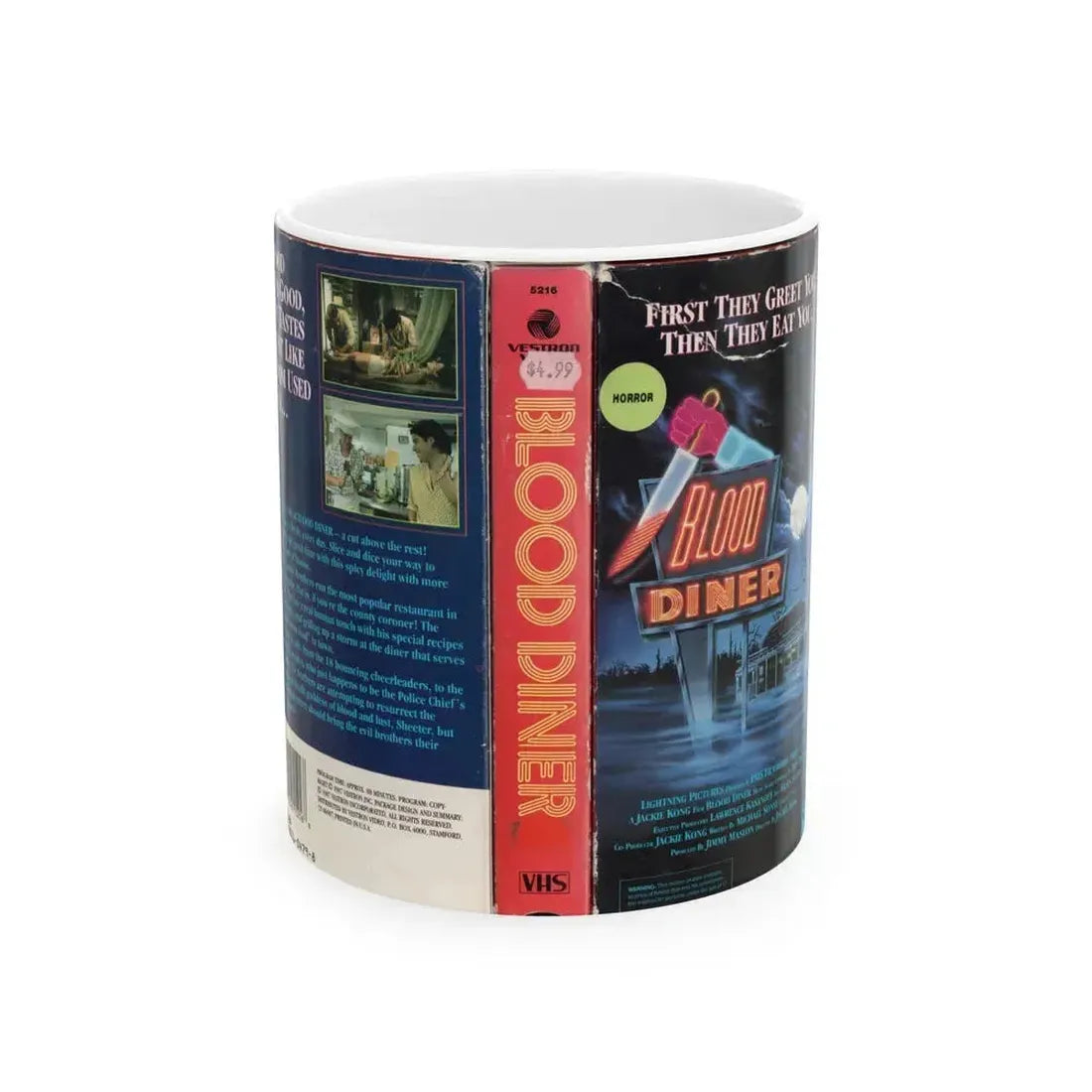BLOOD DINER (VHS COVER) - White Coffee Mug 11oz - Go Mug Yourself
