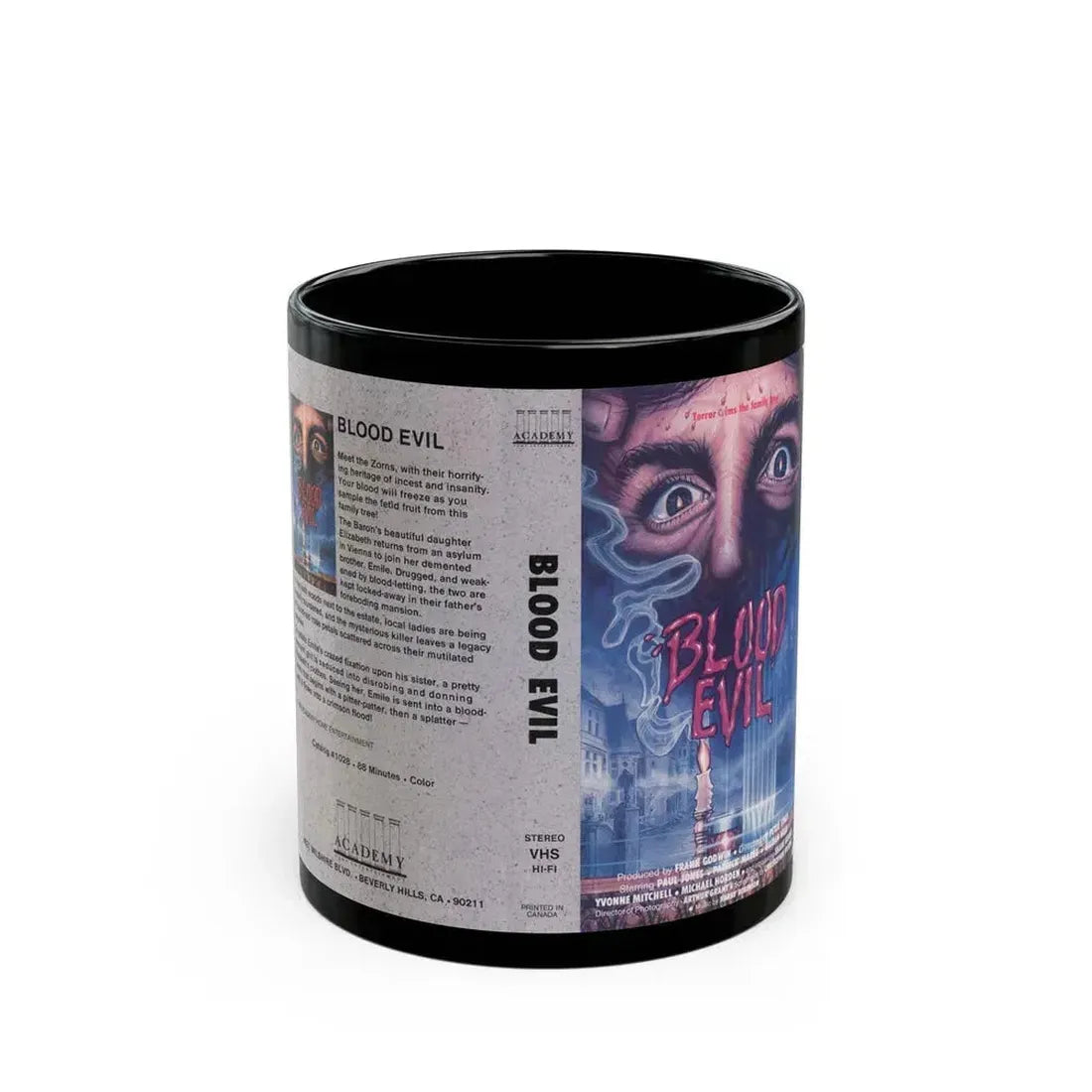 BLOOD EVIL (VHS COVER) - Black Coffee Mug 11oz - Go Mug Yourself