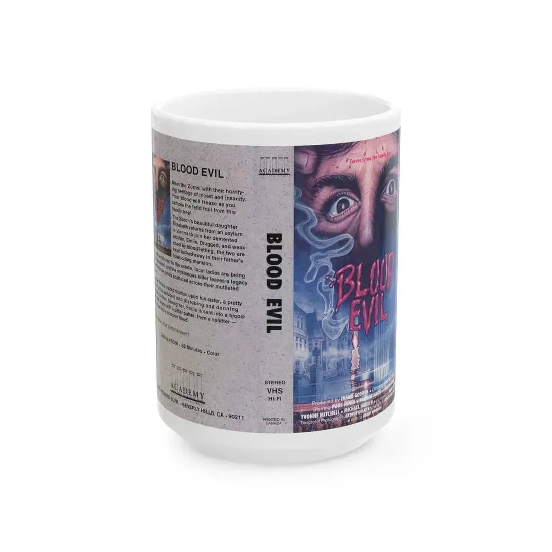BLOOD EVIL (VHS COVER) - White Coffee Mug 15oz - Go Mug Yourself