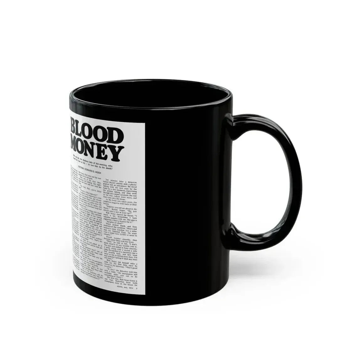 Blood Money, Adam magazine, July 1973 - Black Coffee Mug - Go Mug Yourself