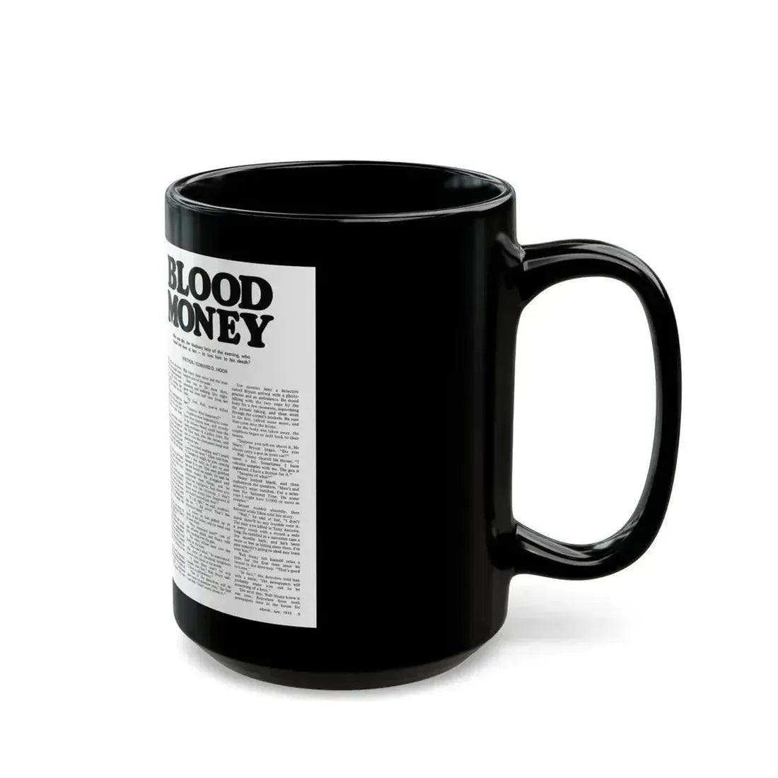 Blood Money, Adam magazine, July 1973 - Black Coffee Mug - Go Mug Yourself