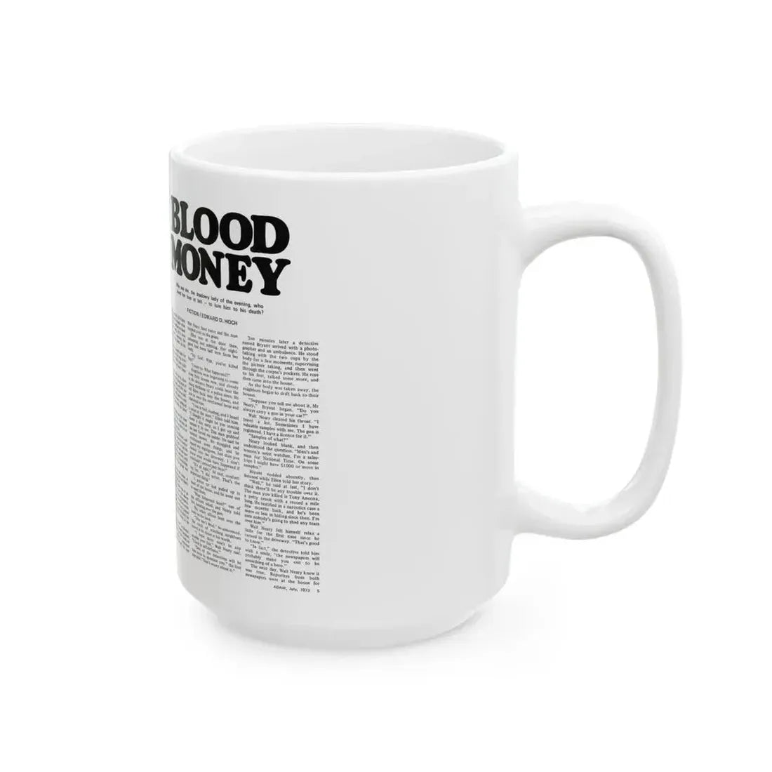 Blood Money, Adam magazine, July 1973 - White Coffee Mug - Go Mug Yourself