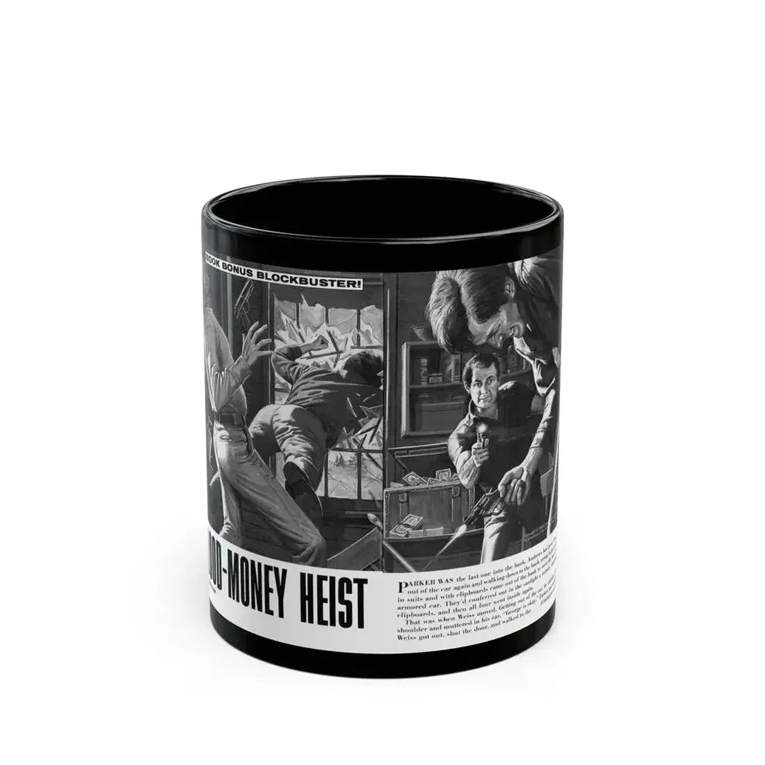 Blood-Money Heist, For Men Only, July 1969 - Black Coffee Mug 11oz - Go Mug Yourself