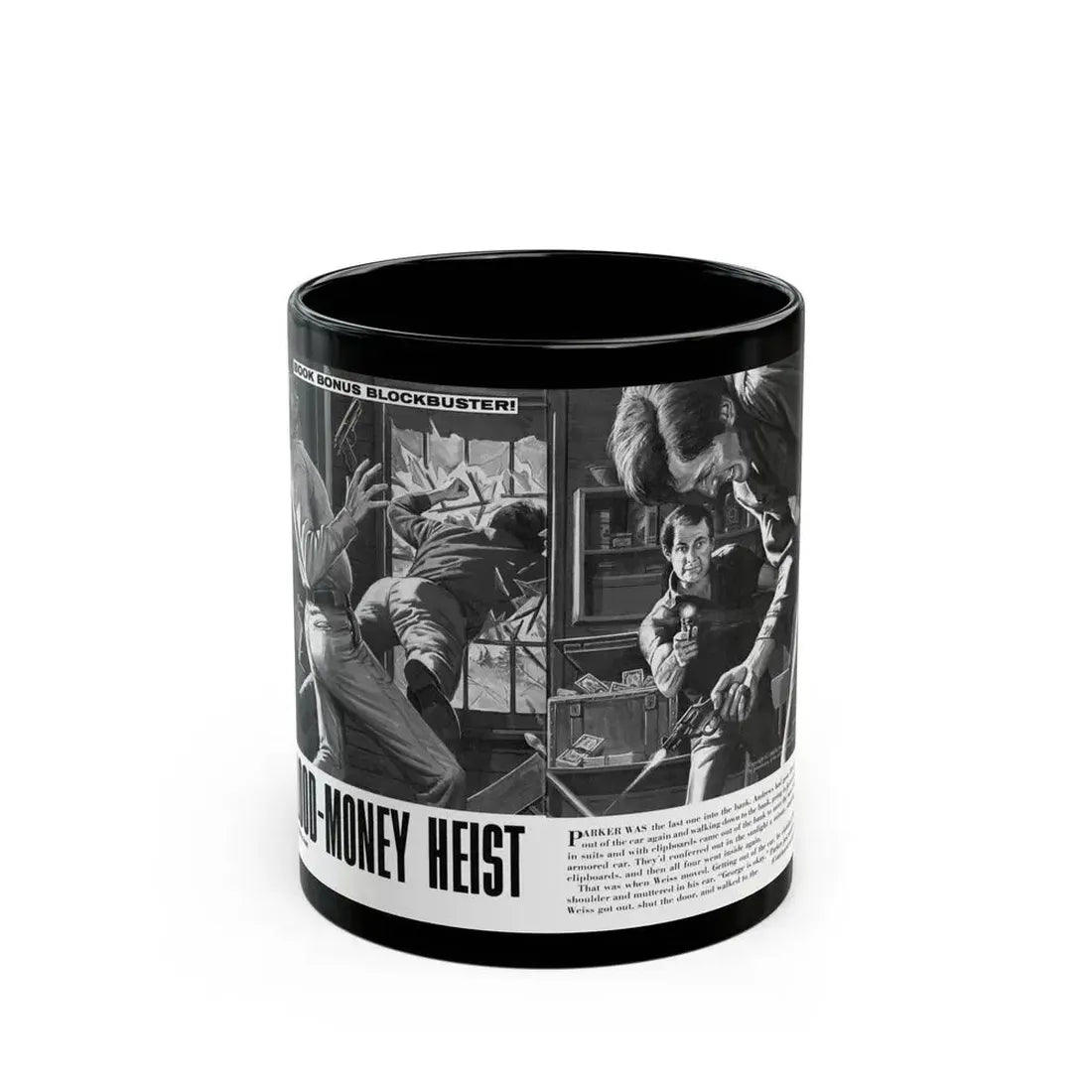 Blood-Money Heist, For Men Only, July 1969 - Black Coffee Mug 11oz - Go Mug Yourself