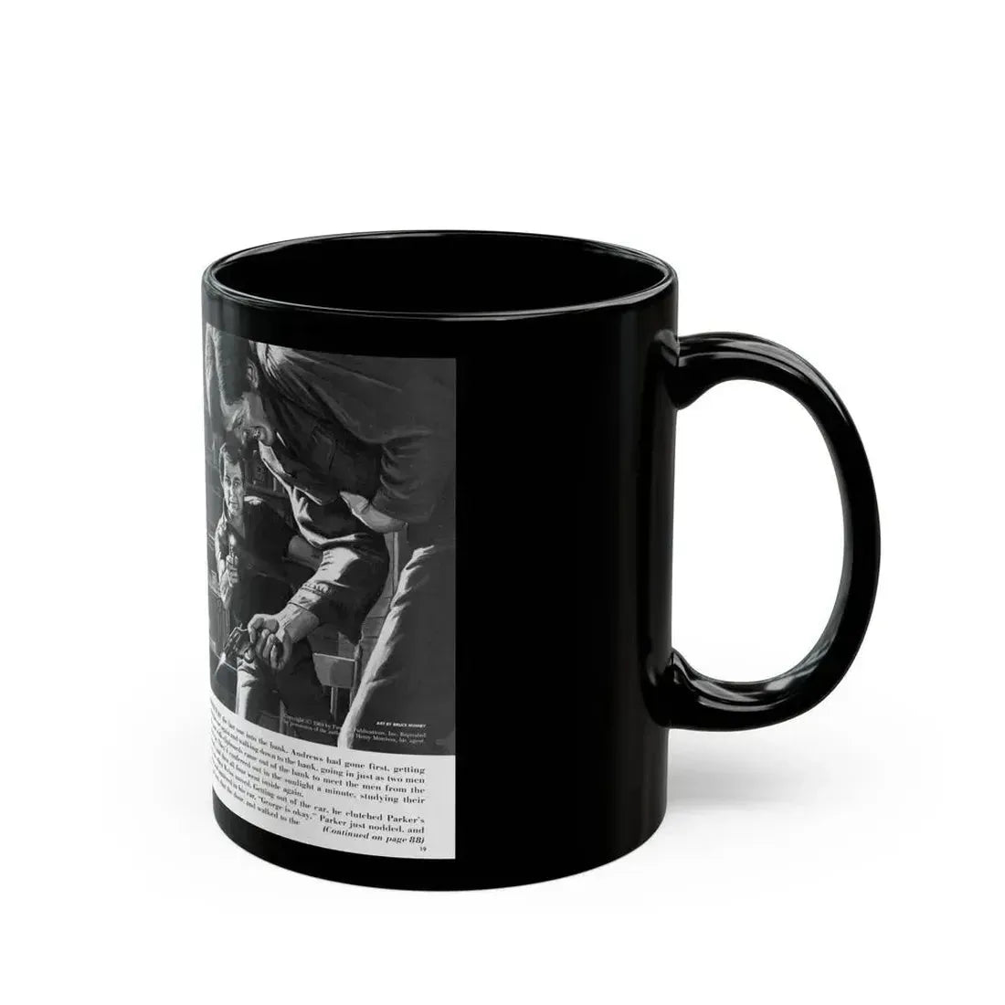 Blood-Money Heist, For Men Only, July 1969 - Black Coffee Mug - Go Mug Yourself