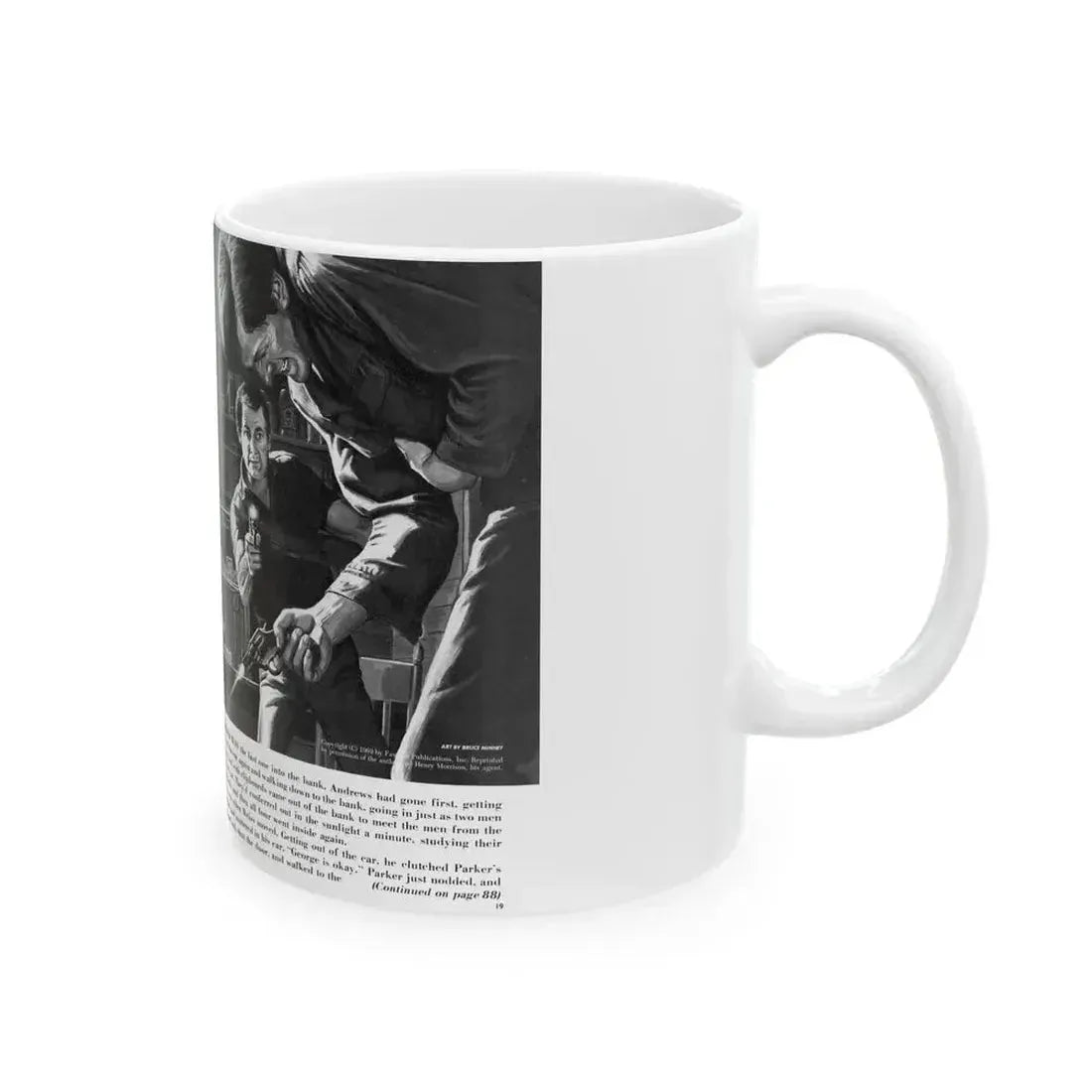 Blood-Money Heist, For Men Only, July 1969 - White Coffee Mug - Go Mug Yourself