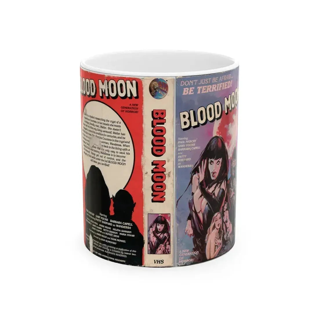 BLOOD MOON (VHS COVER) - White Coffee Mug 11oz - Go Mug Yourself