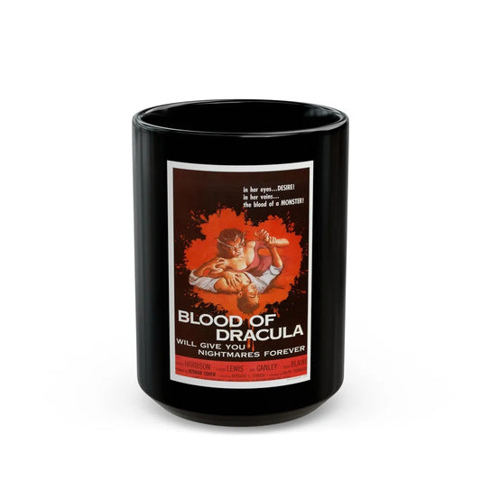 BLOOD OF DRACULA 1957 Movie Poster - Black Coffee Mug-15oz-Go Mug Yourself