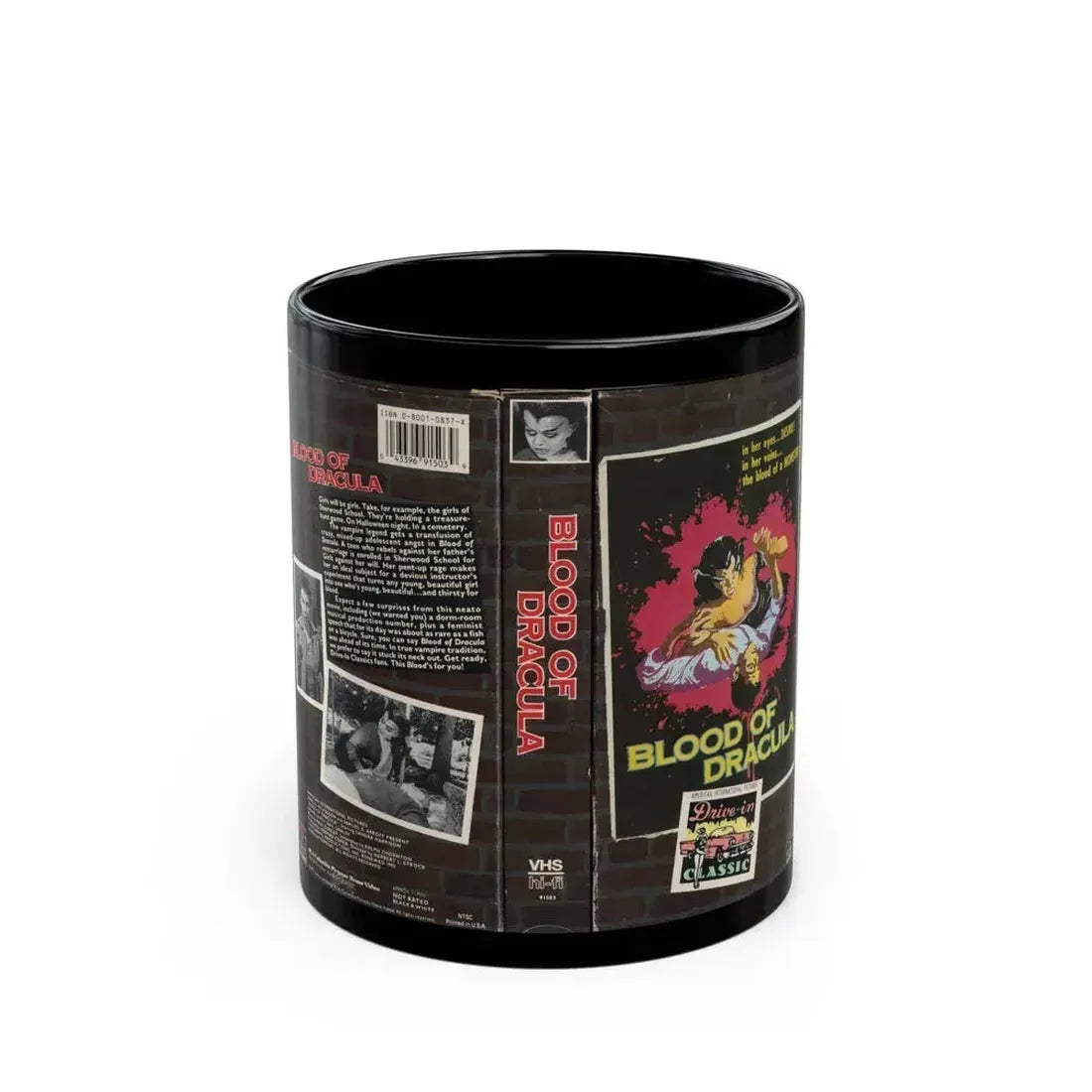 BLOOD OF DRACULA (VHS COVER) - Black Coffee Mug 11oz - Go Mug Yourself