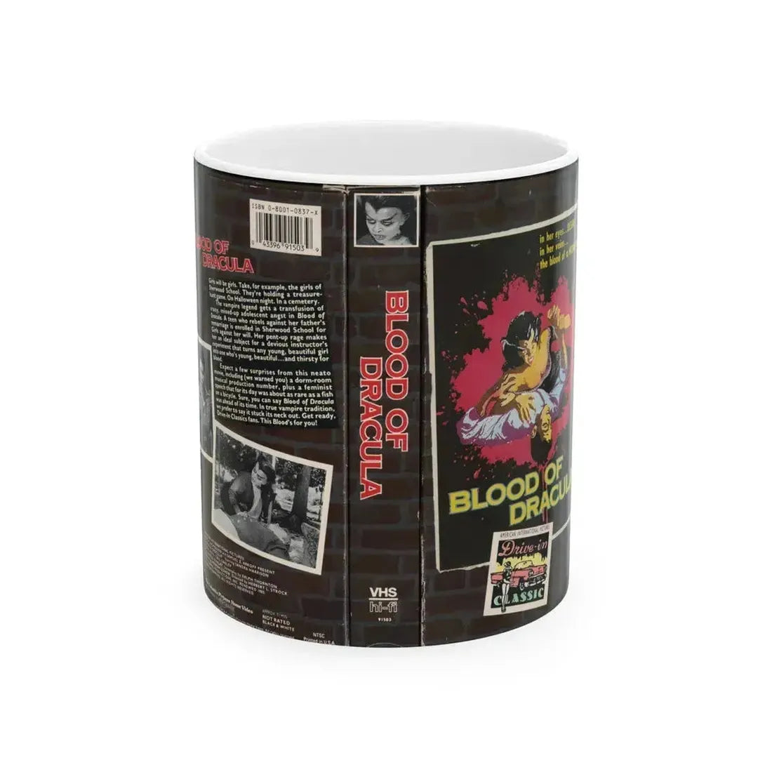 BLOOD OF DRACULA (VHS COVER) - White Coffee Mug 11oz - Go Mug Yourself