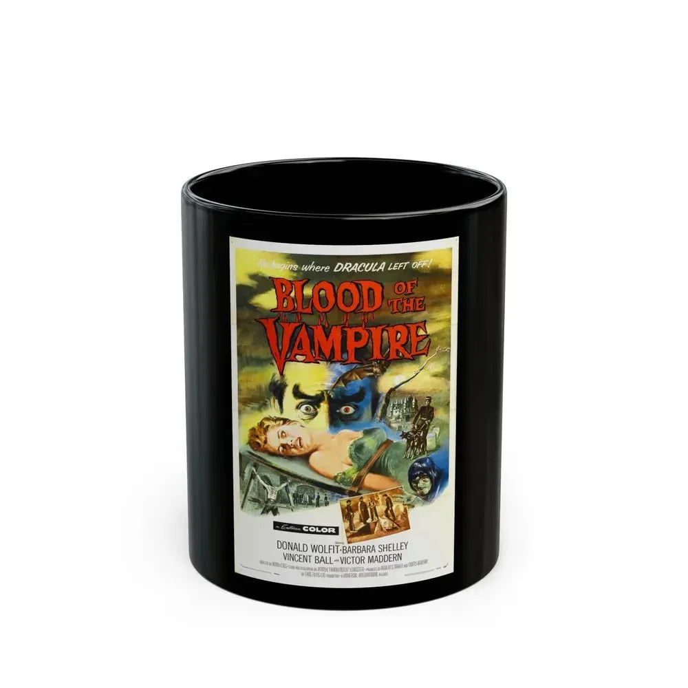 BLOOD OF THE VAMPIRE 1958 Movie Poster - Black Coffee Mug 11oz - Go Mug Yourself