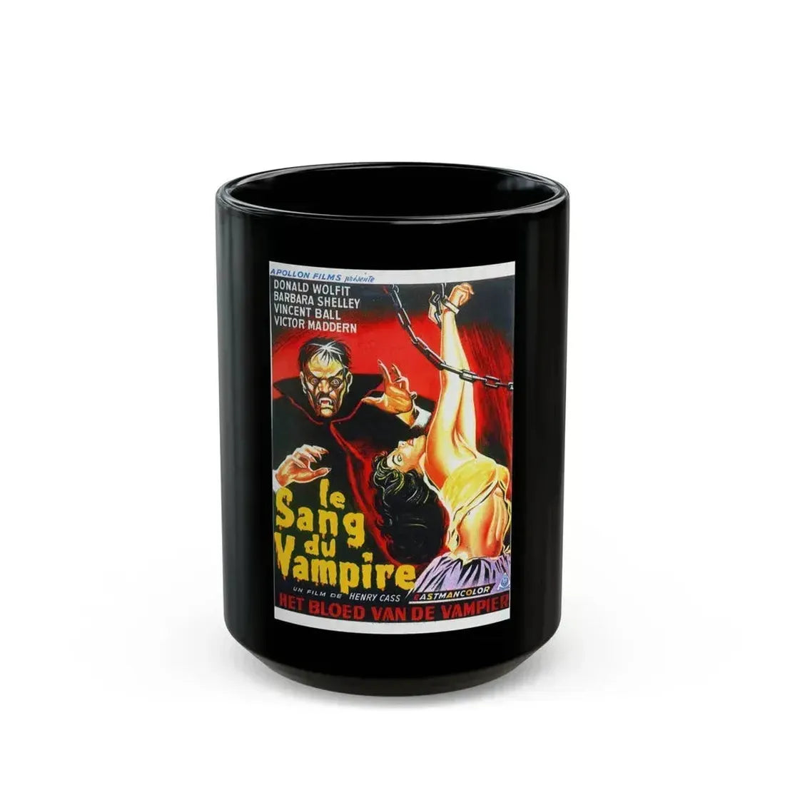 BLOOD OF THE VAMPIRE (BELGIAN) 1958 Movie Poster - Black Coffee Mug 15oz - Go Mug Yourself