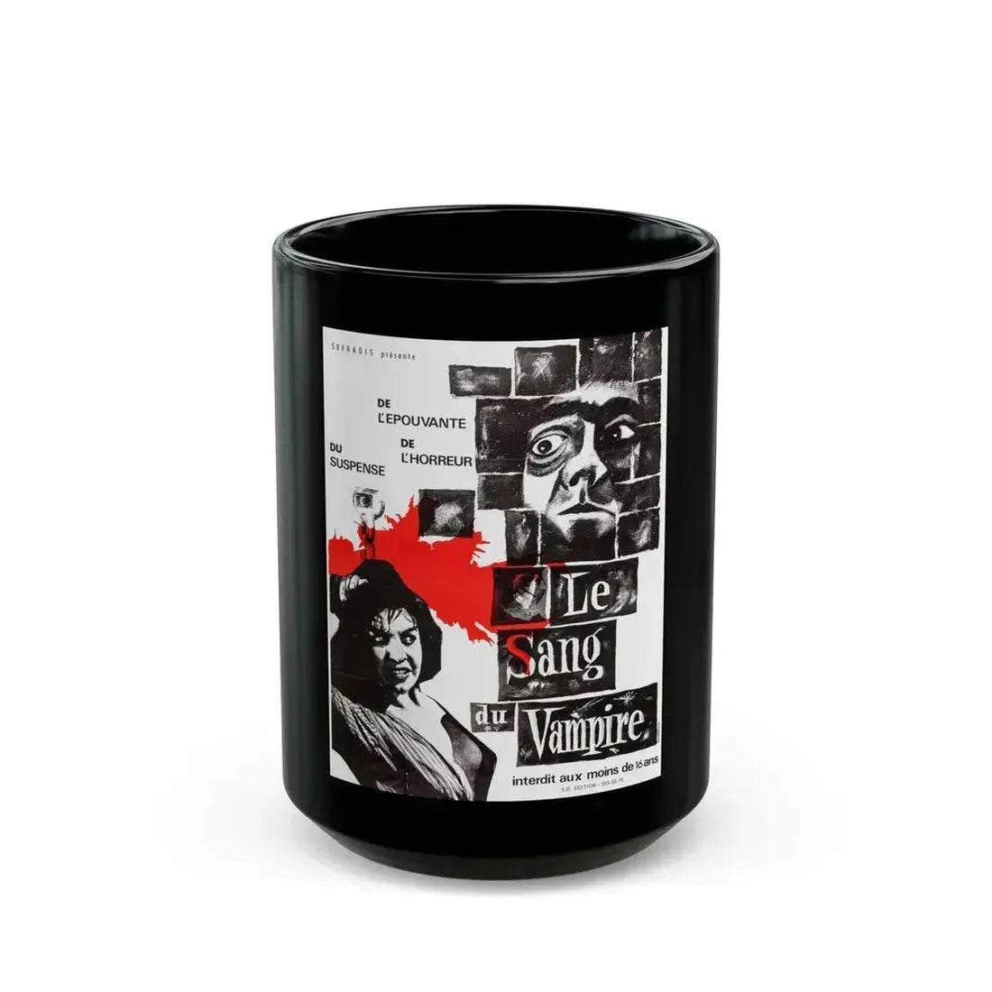 BLOOD OF THE VAMPIRE (FRENCH) 2 1958 Movie Poster - Black Coffee Mug 15oz - Go Mug Yourself