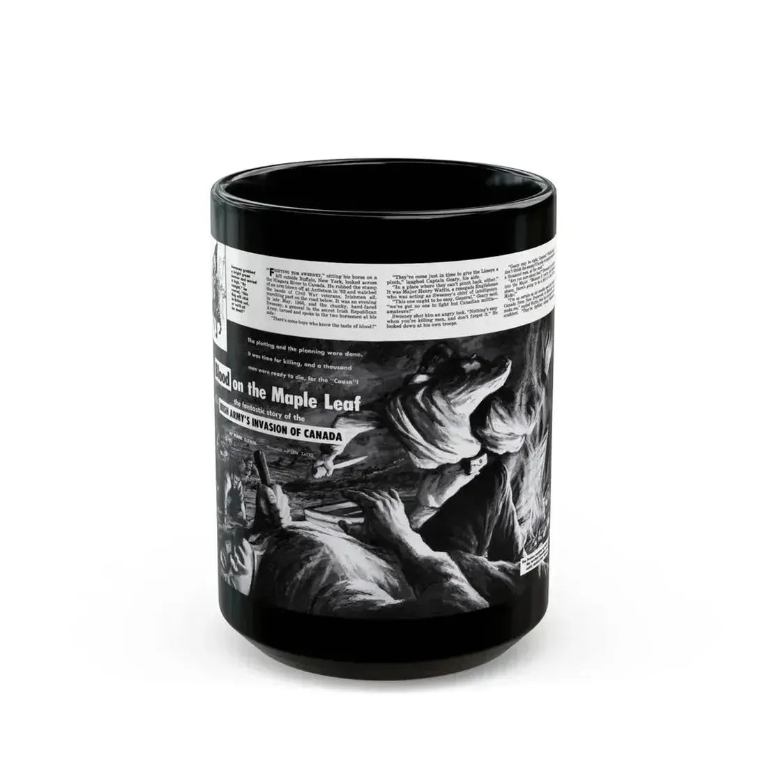 Blood on the Maple Leaf, Man's Adventure, December 1958 - Black Coffee Mug 15oz - Go Mug Yourself