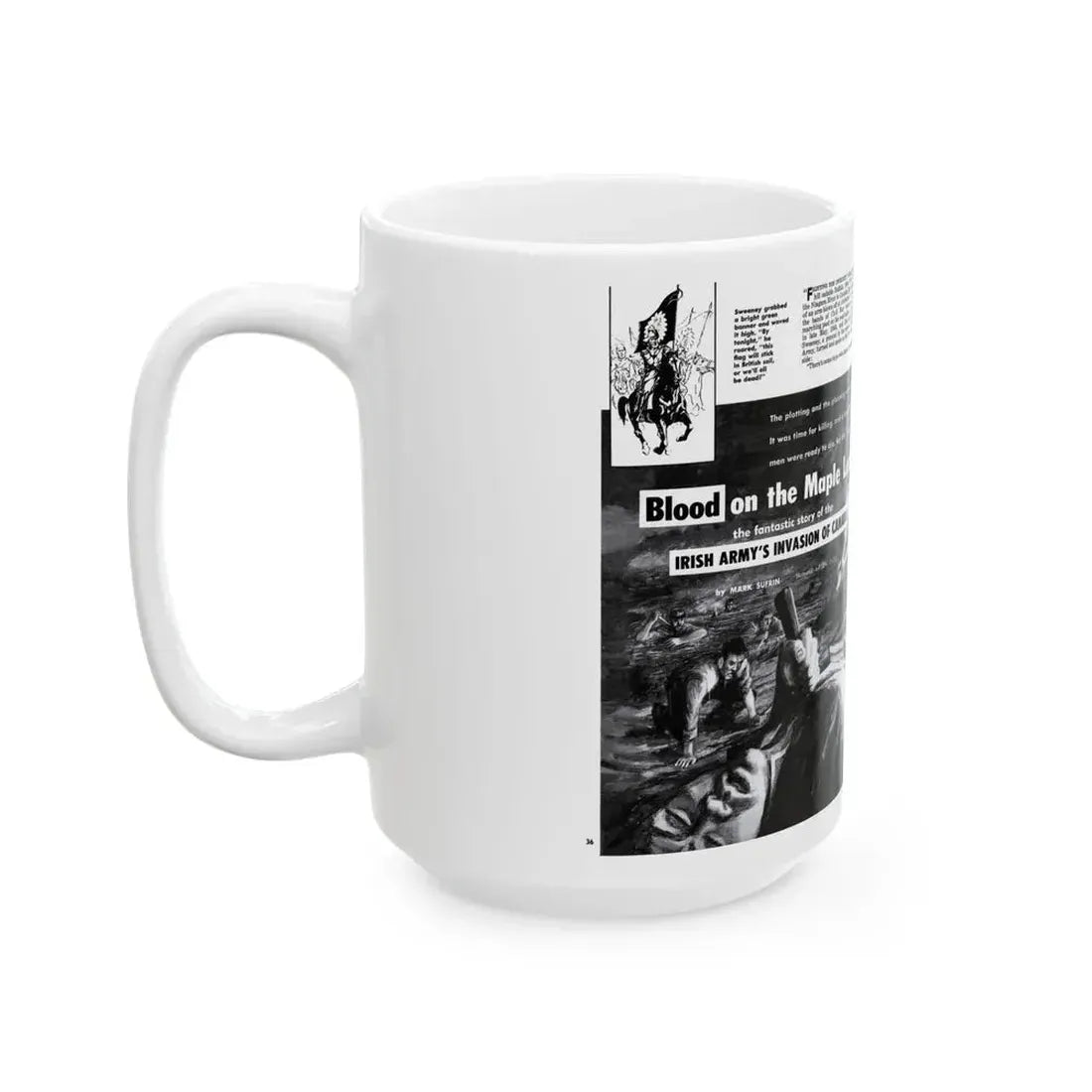 Blood on the Maple Leaf, Man's Adventure, December 1958 - White Coffee Mug - Go Mug Yourself