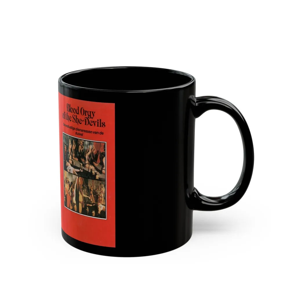 BLOOD ORGY OF THE SHE DEVILS (VHS COVER) - Black Coffee Mug-Go Mug Yourself