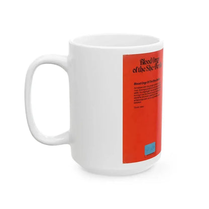 BLOOD ORGY OF THE SHE DEVILS (VHS COVER) - White Coffee Mug - Go Mug Yourself