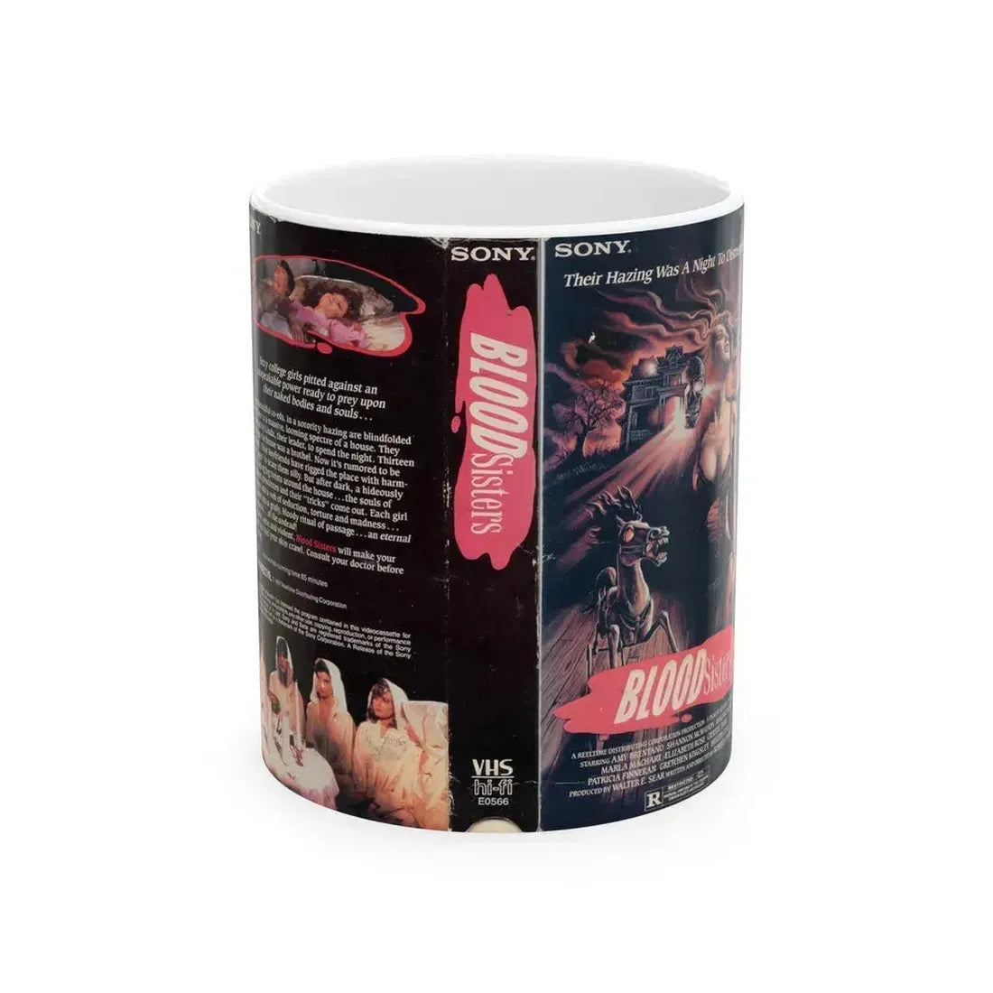 BLOOD SISTERS (VHS COVER) - White Coffee Mug 11oz - Go Mug Yourself